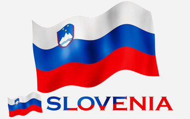 Slovenia flag illustration with Slovenia text and white space