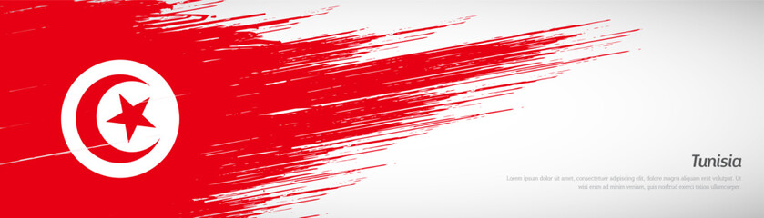 Abstract happy independence day of Tunisia with creative watercolor national brush flag background