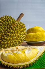 Raw Fresh durian fruit, Thailand fruits.