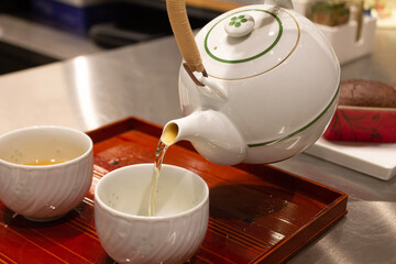 teapot and cup of tea