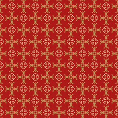 Beautiful background pattern with floral ornaments on a red background, wallpaper. Seamless pattern, texture