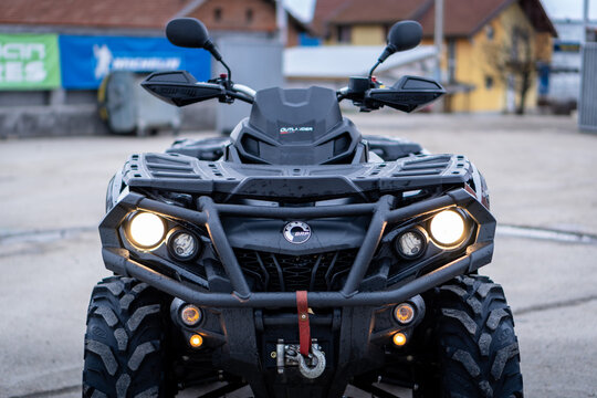 Cluj-Napoca, Cluj-Romania-05.06.2021 - 202 Can-Am Off-Road vehicles ATV; dare to venture off-road. Isolated in parking lot, photo sesion