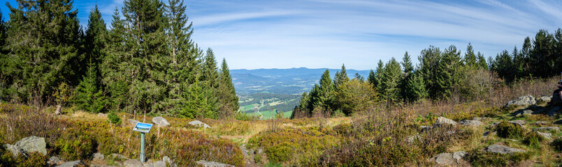 Hiking to the Saustein on Bröller Mountain in the Bavarian Forests Germany
