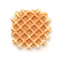 Top view of single belgian waffle