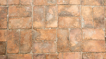 The area made of red brick blocks is the floor of the temple.