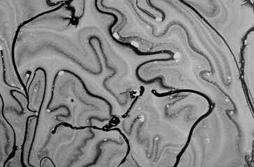 oil Ink, paint, abstract. Closeup black abstract hand draw painting background. Highly-textured oil paint