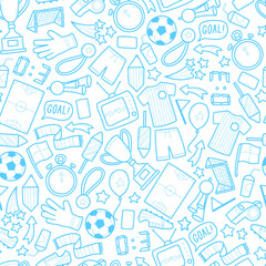 football soccer seamless pattern with doodles for backgrounds, wrapping papers, surface prints, textile, wallpaper, etc. EPS 10