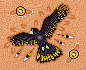 Flying cockatoo bird art in aboriginal style © rashmisingh