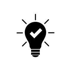 Idea icon, light bulb logo isolated on white background