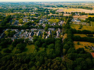 Aerial drone view of the Sparrenburg neighborhood Rosmalen the Netherlands