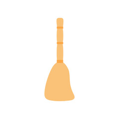 Flat cleaning item, handle broom, sweep floor, remove dirt or dust. Simple broom icon. Can be used as a symbol or sign. Cleaning service concept. Stock vector illustration isolated on white background