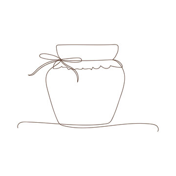 recommend clip art: Preserved food, jar for jam, for honey, autumn and winter preservation. Simple line art glass canning jar. Simple sketch, black line, doodle, outline style, linear silhouette, one line drawing style