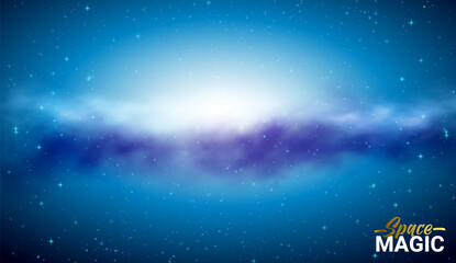 Fototapeta premium Outer space and Milky Way. Abstract background with night sky and stars. Vector Illustration.