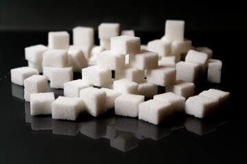 Sugar cubes in different arrangements and colored light. Bavaria Germany . Arrow, Pile, Cube,...