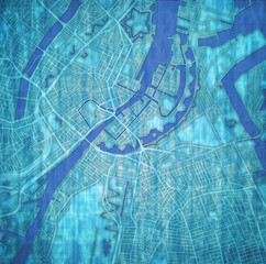 map of roads in city of Copenhagen in Denmark