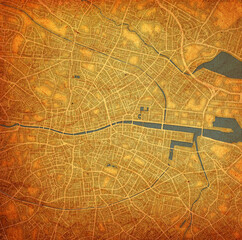 Fototapeta premium map of roads in city of Dublin in Ireland