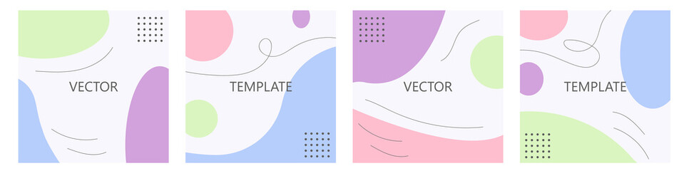 Vector set of unusual abstract backgrounds in minimalistic trendy style	