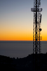 Naklejka premium visible skyline during sunset from a mountain top