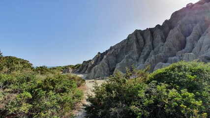 White Sandstone Mountains in zakynthos greece