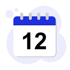Calendar icon flat design blue color month number 