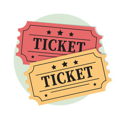 Vector illustration of ticket icon in flat style. Retro ticket plugs isolated on background.