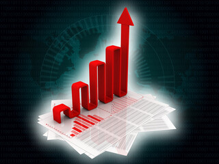 3d rendering Stock market online business concept. business Graph