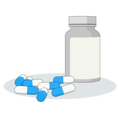 Pill bottle and capsule vector graphics