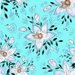seamless pattern abstracts floral composition