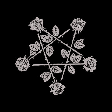 Vector illustration - pentogram of roses