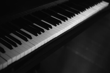 Naklejka premium Piano Keyboard In Black Background
