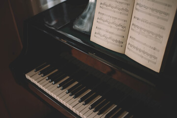 Piano Keyboard In Black Background
