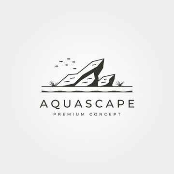 vector of aquascape aquarium logo vintage symbol illustration design