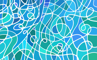 abstract vector stained-glass mosaic background - green and blue