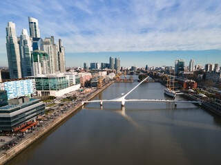 Aerial landscape in the city of Buenos Aires between lakes and buildings | Puerto Madero