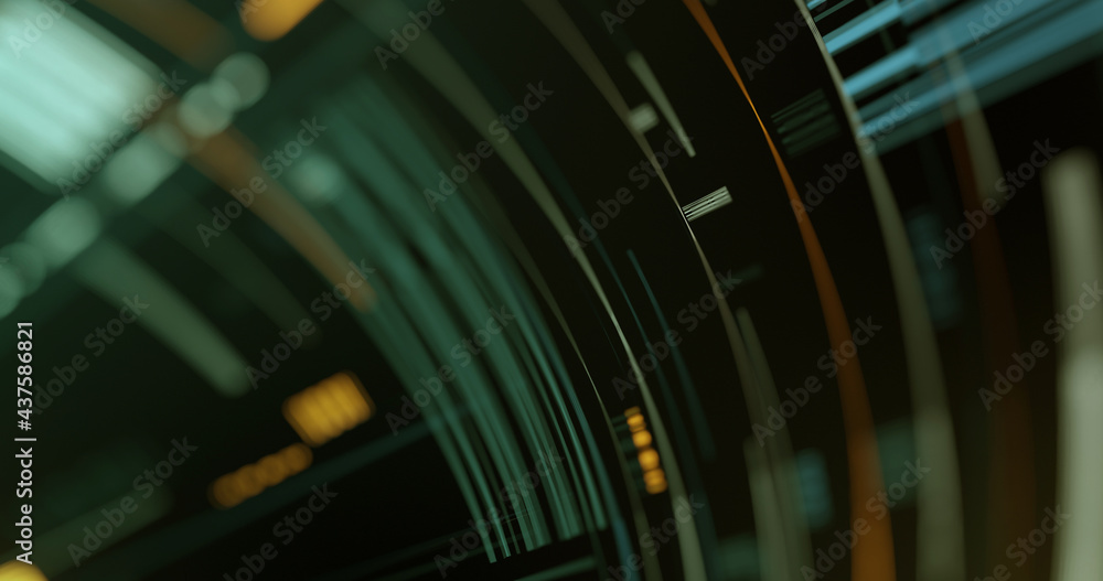 Poster technology graphic with lines and circular shapes, abstract tunnel background. great for news, techn