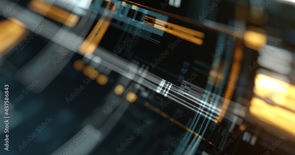 Aufkleber abstract tech 3d circuit board styled background with fast nodes. 3d rendering