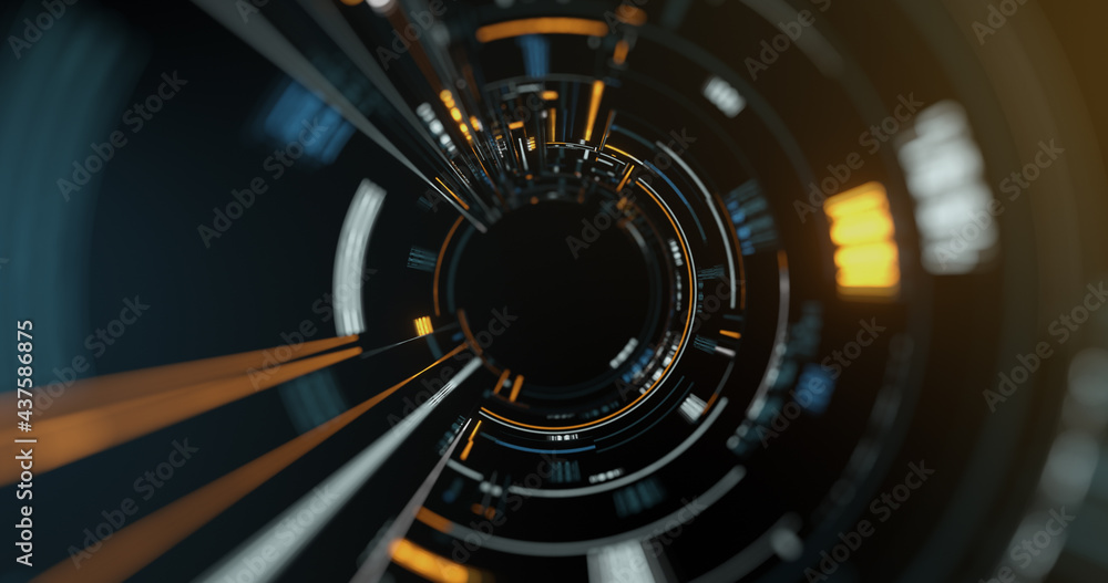 Aufkleber digital information search, circular abstract tech hub, network and data servers.