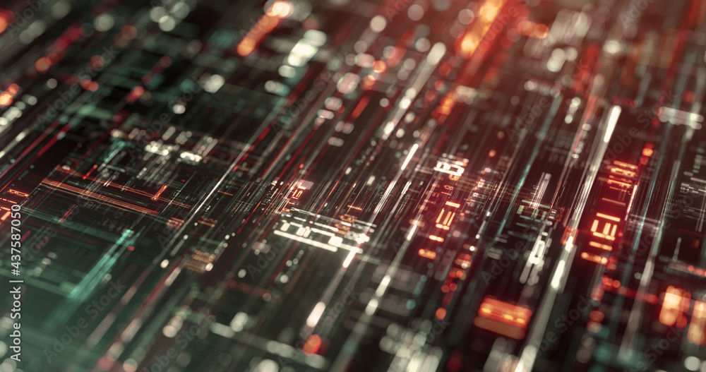 Poster abstract big data visualization, transfer, binary code, digit data technology.
