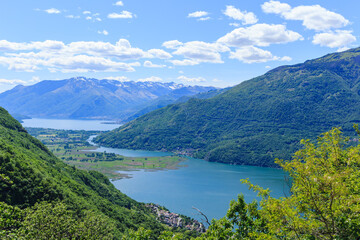 Naklejka na ściany i meble view of lake Como from a high mountain