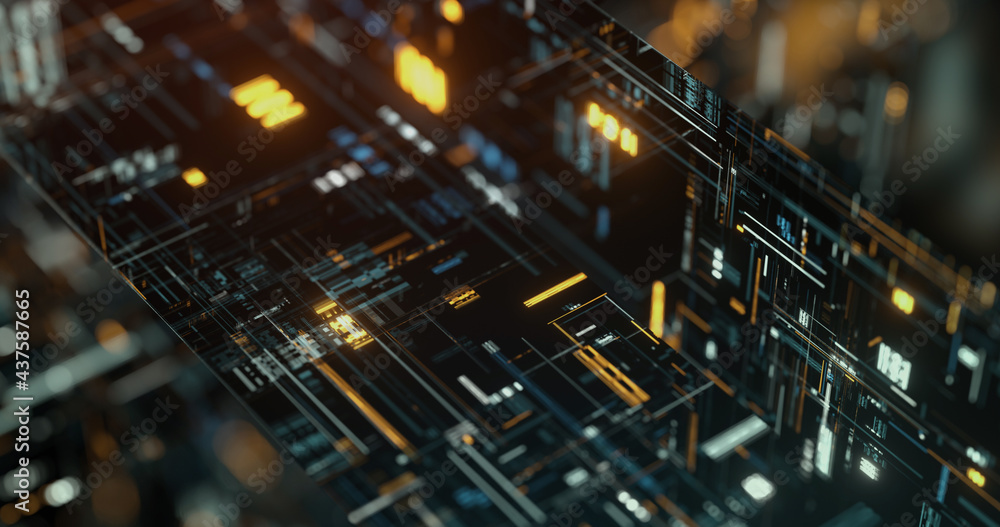 Poster background with lots of light spots. digital data flow. dynamic wave. big data visualization. 3d ren