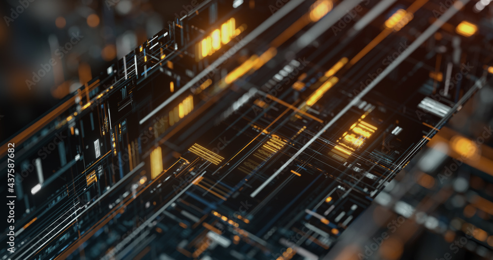 Poster high tech technology geometric and connection system background with digital data abstract circuit b