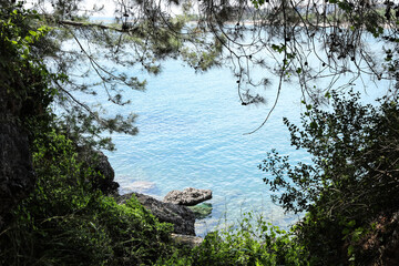 Beautiful view of rocky coast on sunny summer day