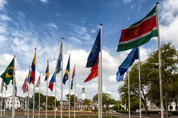 flags of the Caribbean Community and Common Market (CARICOM), Paramaribo, Surinam