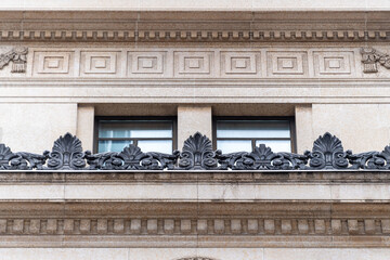 Colonial architecture detail of heritage building, Toronto, Canada