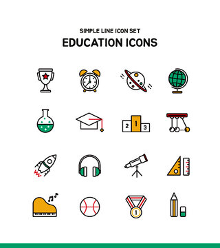 Simple line Education icons