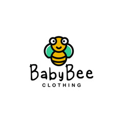 Bee Cartoon Character Baby Clothing Logo Design