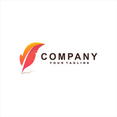 Fototapeta na wymiar feather color gradient logo design