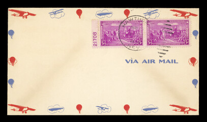 luftpost air mail envelope umschlag usa amerika america vintage retro alt old briefmarke stamp...