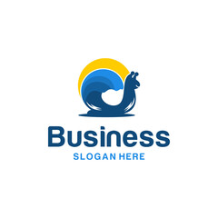 Snail Wave Sun Vector Logo Design