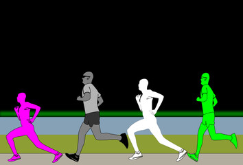 runners on race track